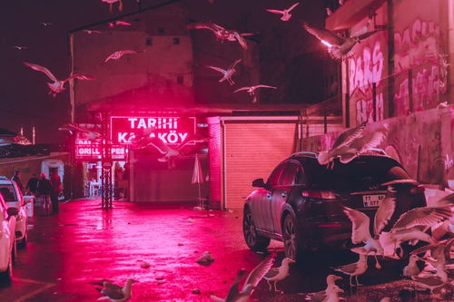 霓虹燈下的城市夜景
